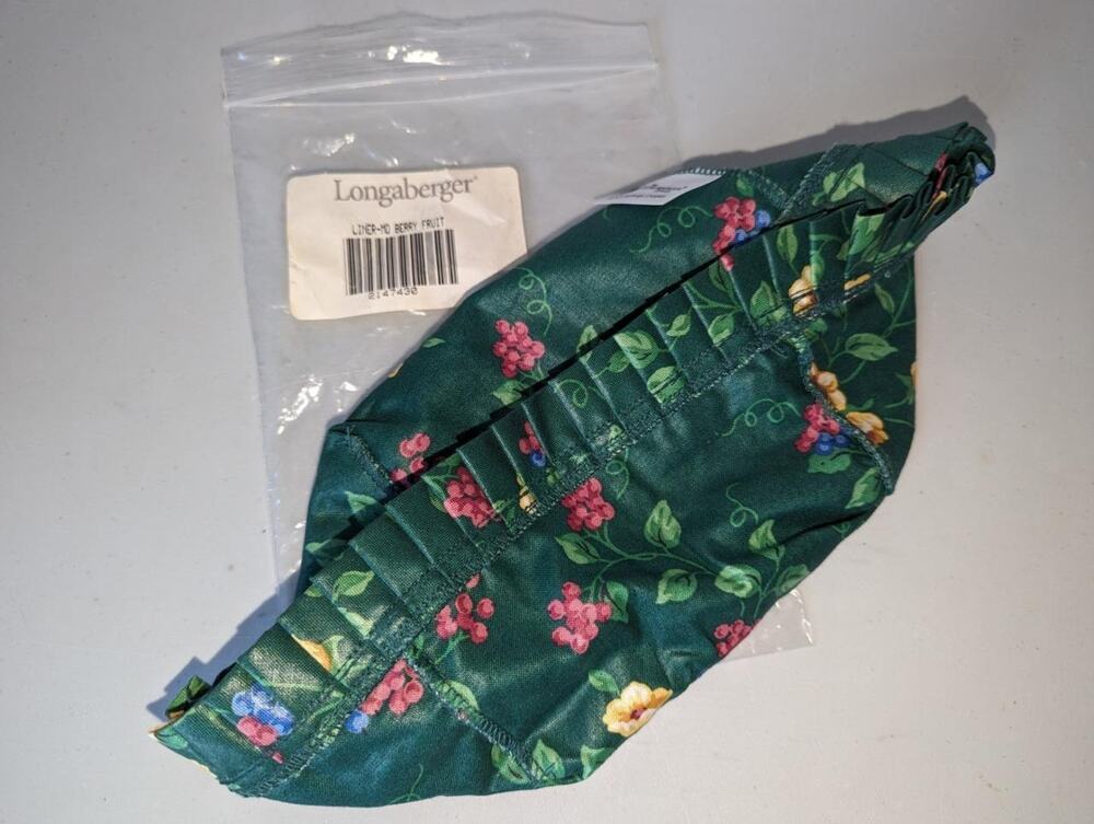Longaberger Green Berry Fruit Medium Fabric Liner Square -0923